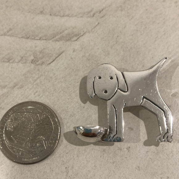 Sterling dog with bowl pin vintage - Picture 4 of 6